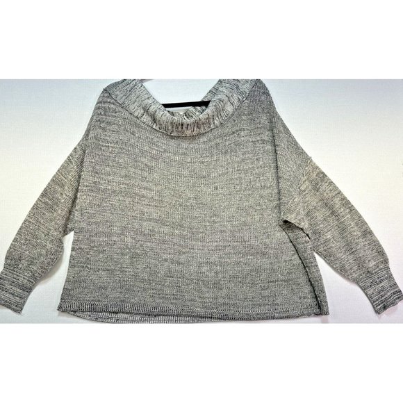 Free People Womens Oversize Knit Sweater Small Black Gray Linen Blend - Picture 3 of 12